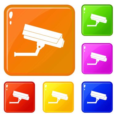 Gözetim kamera simgeler vektör renk ayarla