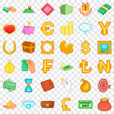 Icons set ödeme, karikatür tarzı