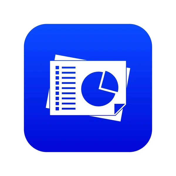 Feuilles de papier avec icône graphique bleu numérique — Image vectorielle
