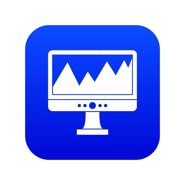 Monitor y un icono gráfico azul digital — Vector de stock