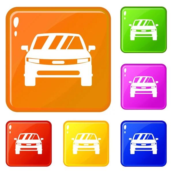 Car icons set vector color — Stock Vector