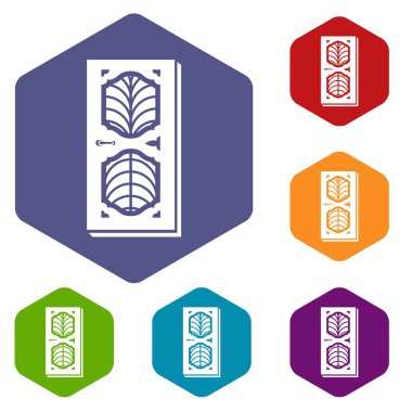 Kapı dekorasyon simgeleri vektör hexahedron