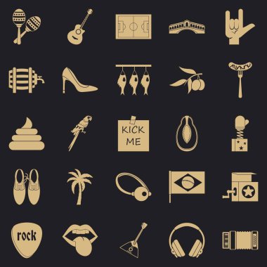 Sokak dinlenme Icons set, basit tarzı