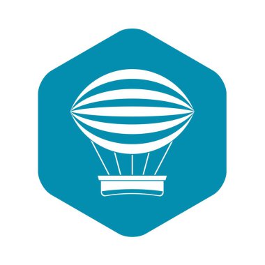 Çizgili retro sıcak hava balonu simgesini, basit tarzı