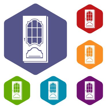 Cam simgeleri vektör hexahedron ile Kapı