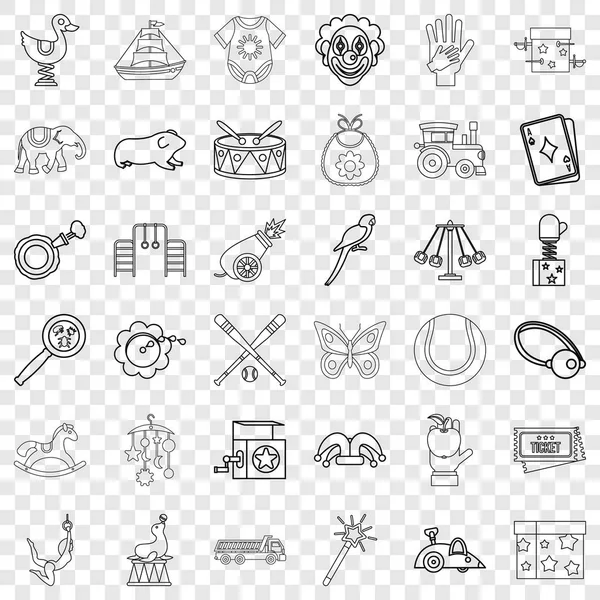 Clown icons set, outline style — Stock Vector