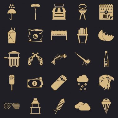 Snack bar Icons set, basit tarzı