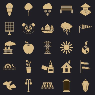 Sokak Aydınlatma Icons set, basit tarzı