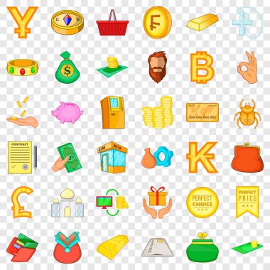 Lüks Icons set, karikatür tarzı