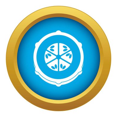 Dilim taze salatalık simgesi mavi vektör izole