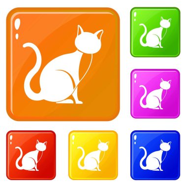 Siyah kedi simgeleri vektör rengini ayarlar