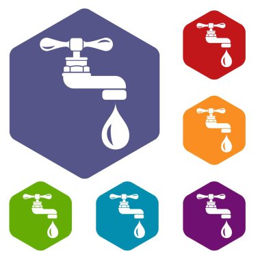 Su musluk simgeleri vektör hexahedron
