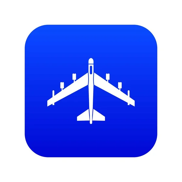 Avión de combate armado icono azul digital — Vector de stock