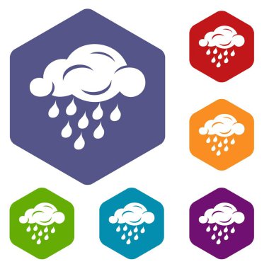 Yağmur bulutu simgeleri vektör hexahedron