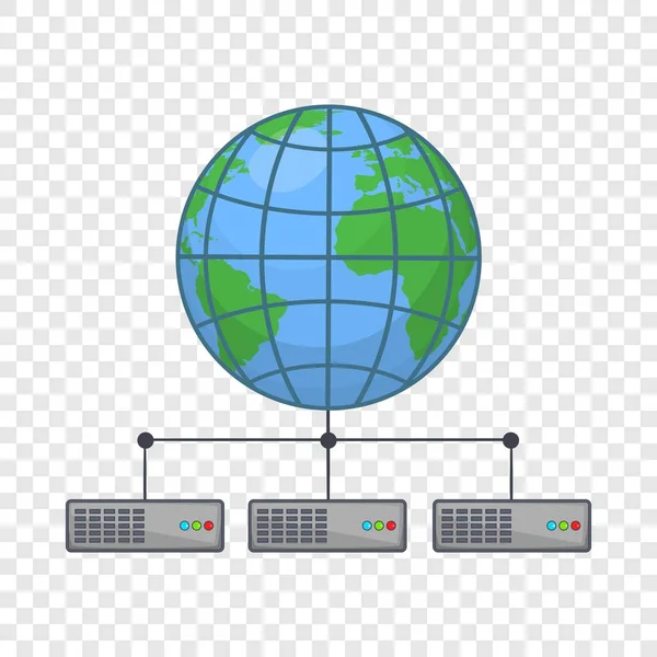 Icono de red de almacenamiento global, estilo de dibujos animados — Vector de stock