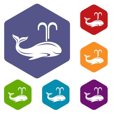 Whale icons vector hexahedron