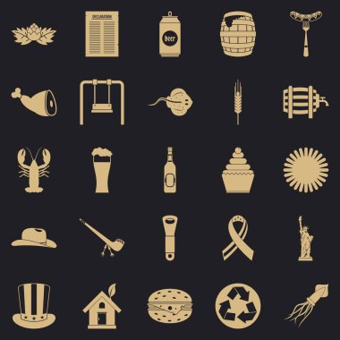 Rahatlatıcı tatil Icons set, basit tarzı