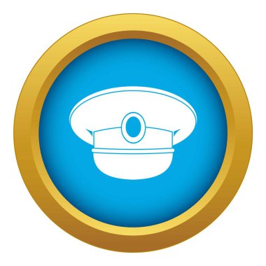 White nautical hat icon blue vector isolated