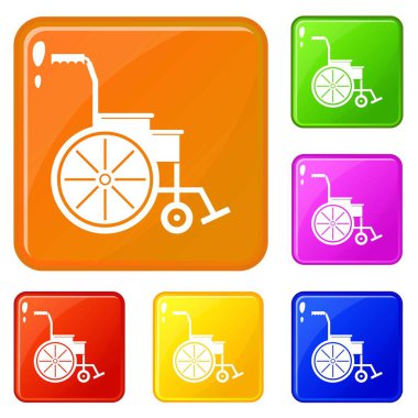 Wheelchair icons set vector color