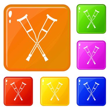 Koltuk değneği simgeler vektör renk ayarla