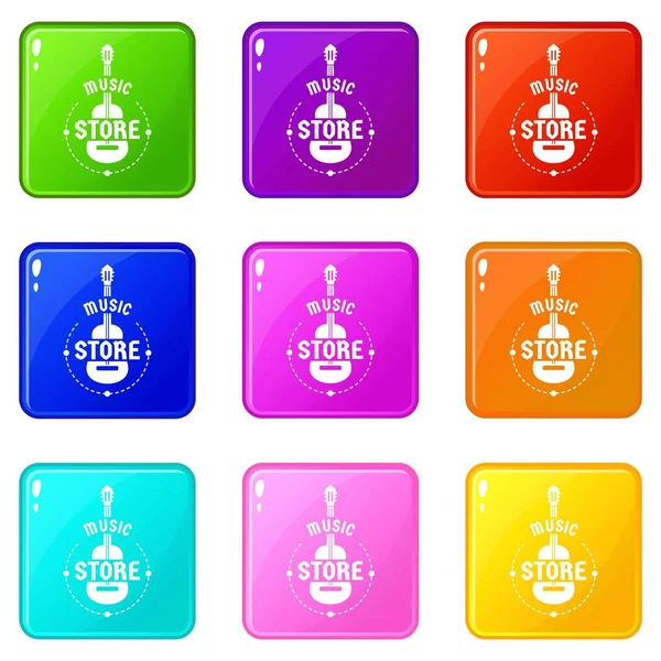 Ícones da loja de música conjunto 9 coleção de cores — Vetor de Stock