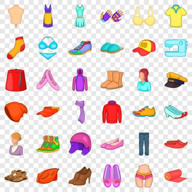 Elbise simgeler ayarla, tarzı çizgi film