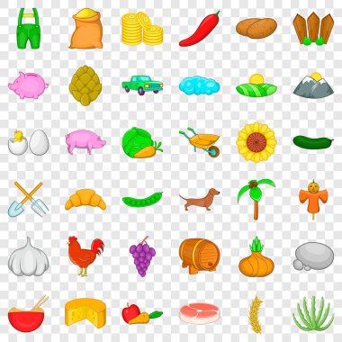 Sebze Icons set, karikatür tarzı