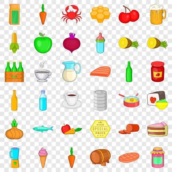 Yemek Icons set, karikatür tarzı