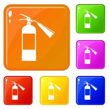 Yangın söndürücü simgeler vektör renk ayarla