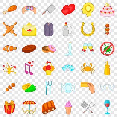 Tatil Icons set, karikatür tarzı