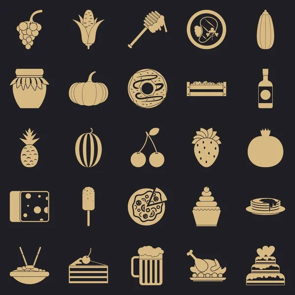 Icônes de plaisir gastronomique ensemble, style simple — Image vectorielle