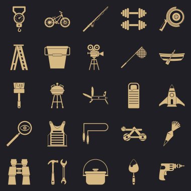 Teçhizat Icons set, basit tarzı