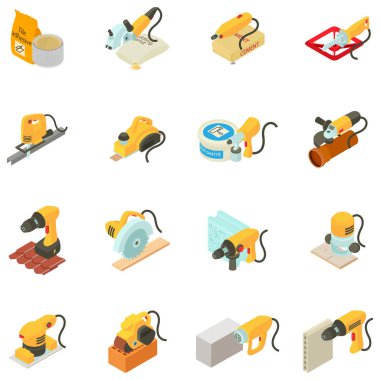 Onarım ev simgeleri seti, isometrik tarzı