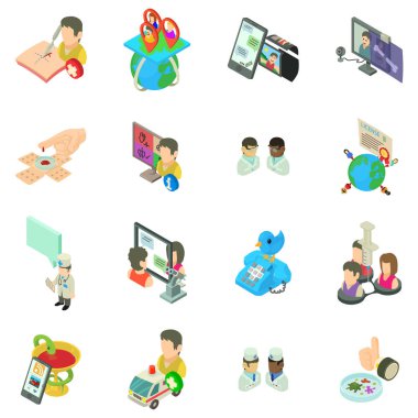 Online tıp simgeleri seti, biyometrik stil