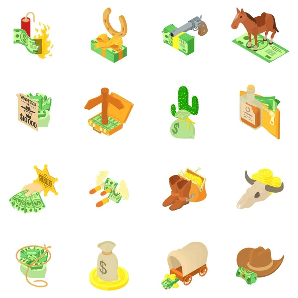 Geld beveiliging icons set, isometrische stijl — Stockvector