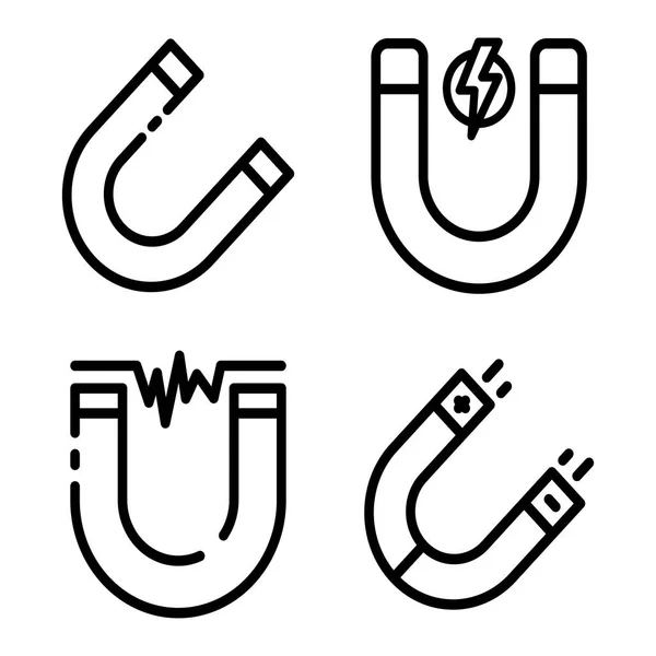 Conjunto de iconos magnéticos, estilo de contorno — Vector de stock