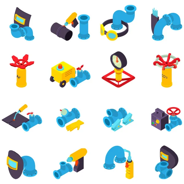 Welding icons set, isometric style — Stock Vector