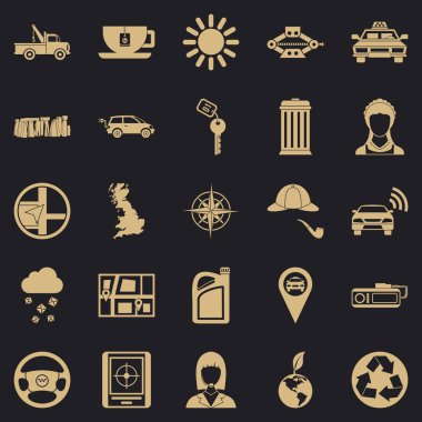 Cabriolet Icons set, basit tarzı