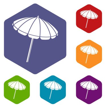 Plaj şemsiye simgeler vektör hexahedron