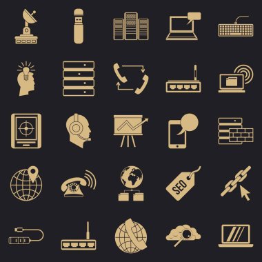 Telekomünikasyon Icons set, basit tarzı