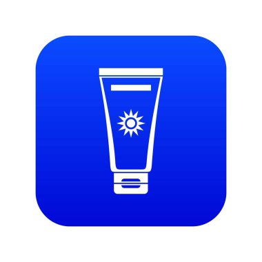 Krem güneş koruma simgesi dijital mavi