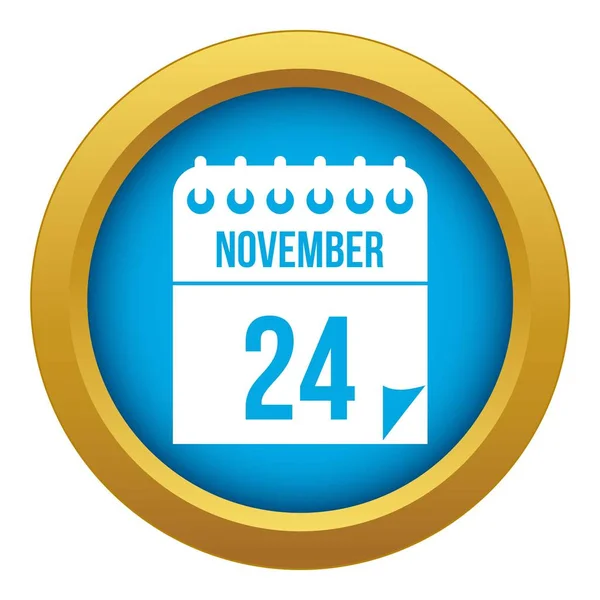 24 noviembre calendario icono azul vector aislado — Vector de stock