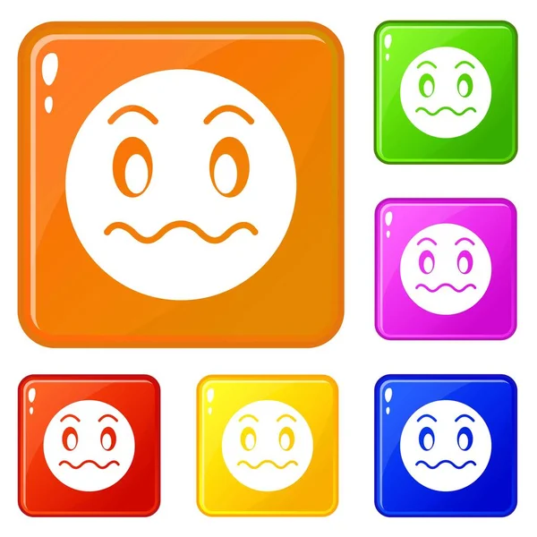 Suspicious emoticons set vector color — Stock Vector
