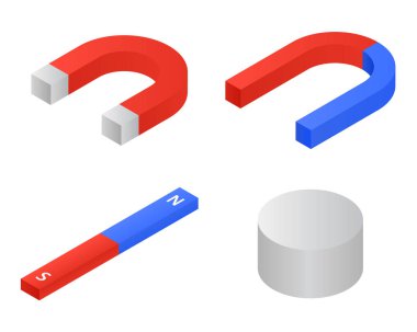 Mıknatıs Icons set, izometrik stili