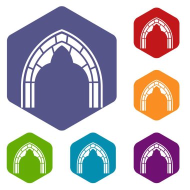 İnşaat kemer simgeleri vektör hexahedron