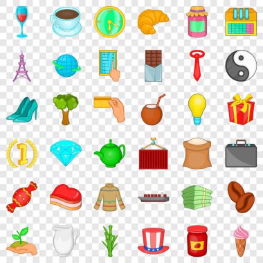 Fasulye Icons set, karikatür tarzı