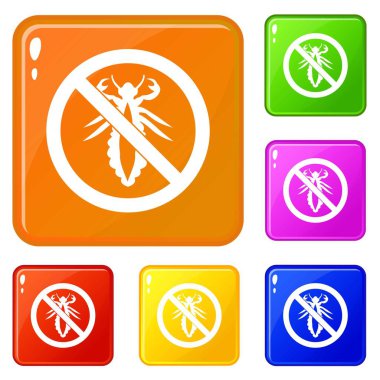 Hiçbir louse işareti simgeleri vektör rengi ayarlamak