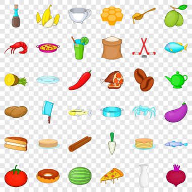 Gastronomi Icons set, karikatür tarzı