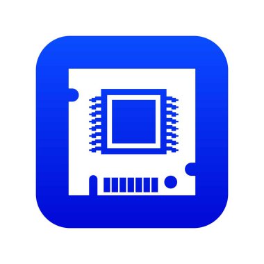 Entegre mikroçip simgesi mavi vektör
