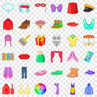 Süsleme Icons set, karikatür tarzı